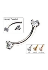 Stainless Sourcil Griffé 2 pierres Threaded