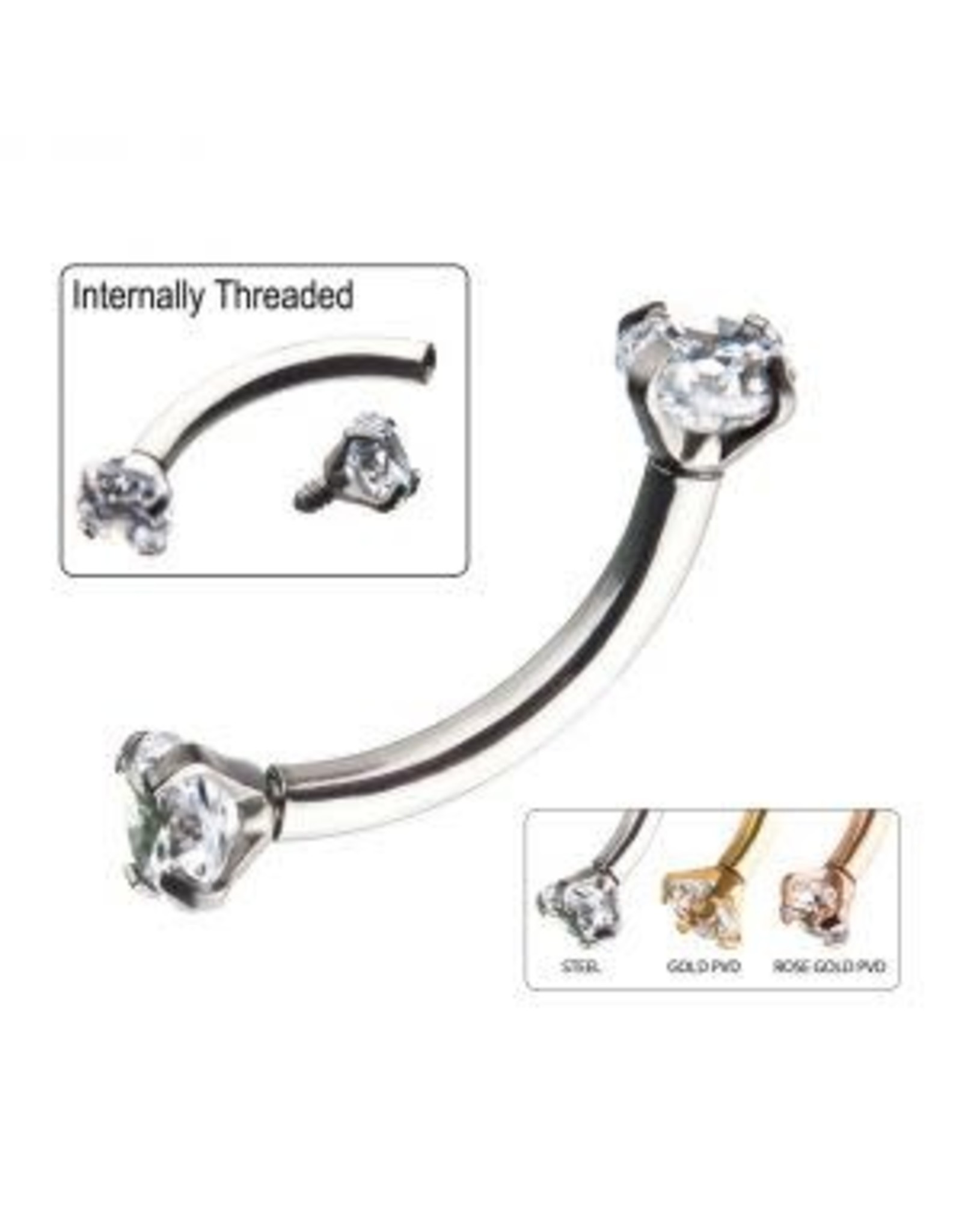 Stainless Sourcil Griffé 2 pierres Threaded