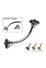 Stainless Sourcil Griffé 2 pierres Threaded