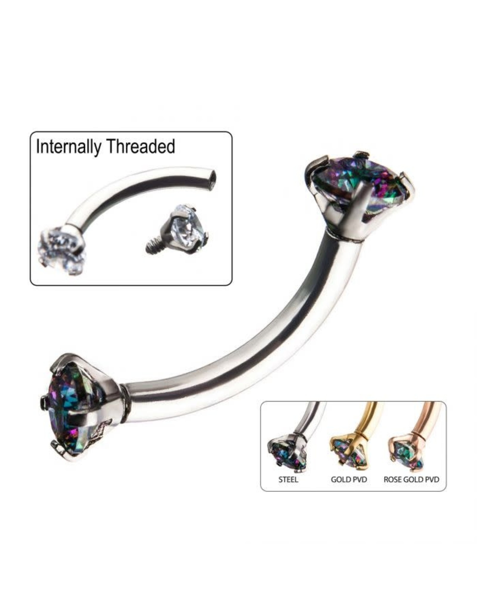 Stainless Sourcil Griffé 2 pierres Threaded