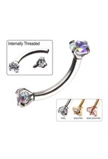 Stainless Sourcil Griffé 2 pierres Threaded