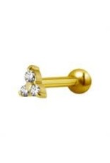 Gold PVD Bijou pour cartilage Gold Trinity  Threaded 16 ga
