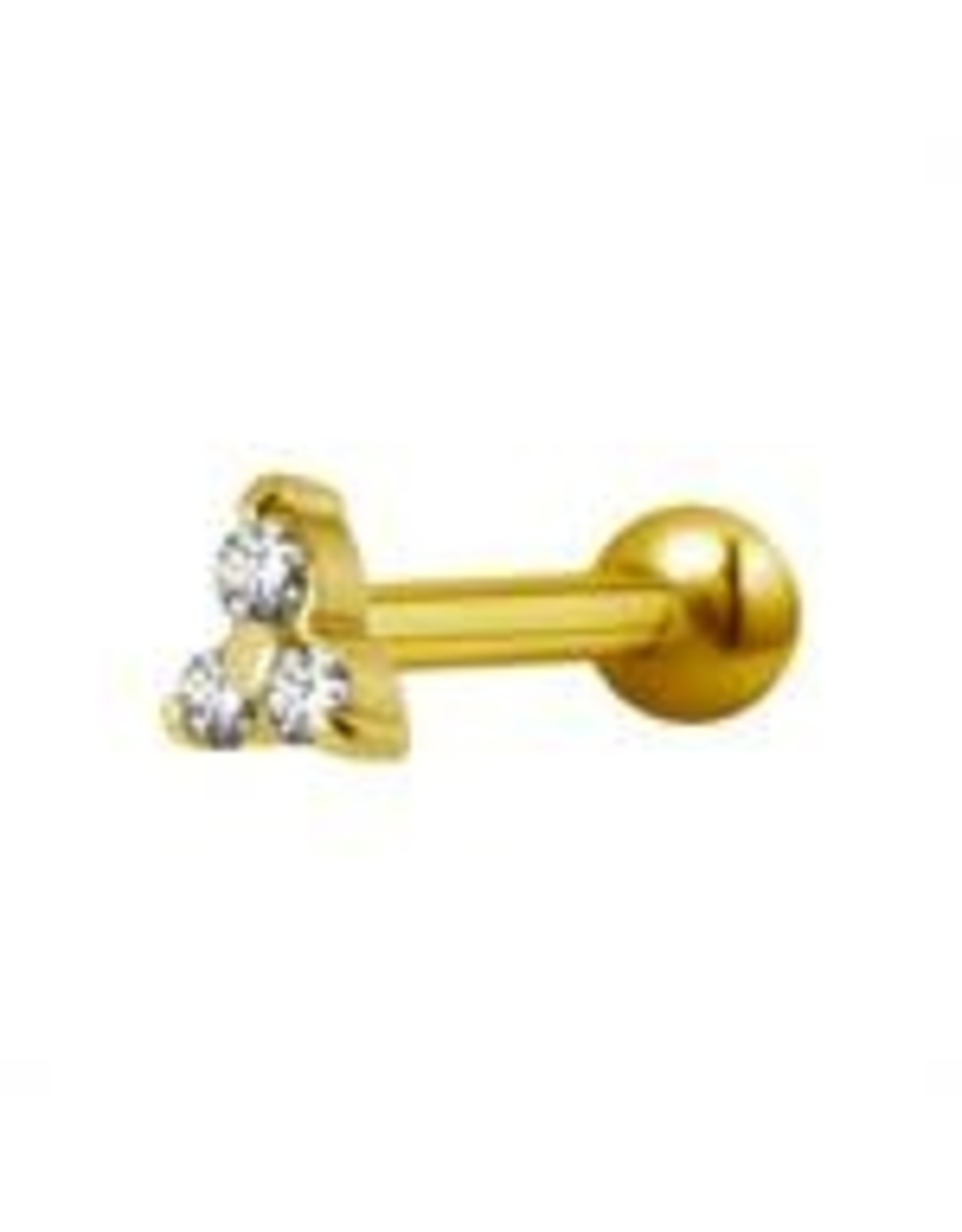Gold PVD Bijou pour cartilage Gold Trinity  Threaded 16 ga