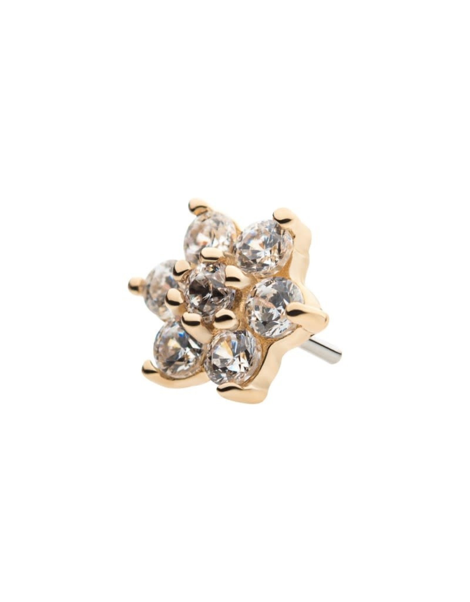 Gold Embout 14K Threadless Fleur Small