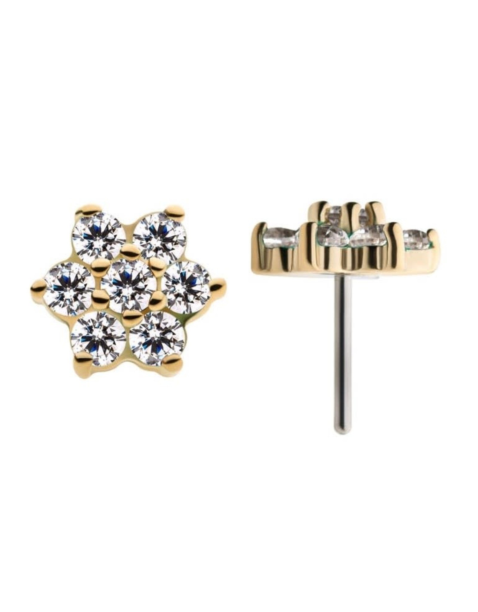 Gold Embout 14K Threadless Fleur Small