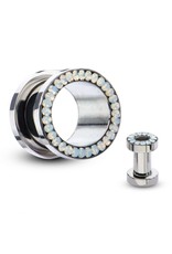Stainless Flesh Tunnels avec opales Blanches