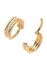 Clicker triple avec diamant au centre Titanium Pvd 24K, 16ga