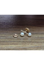 Or 10K Boucle d'oreille vissée Perle blanche 3 mm, 10K