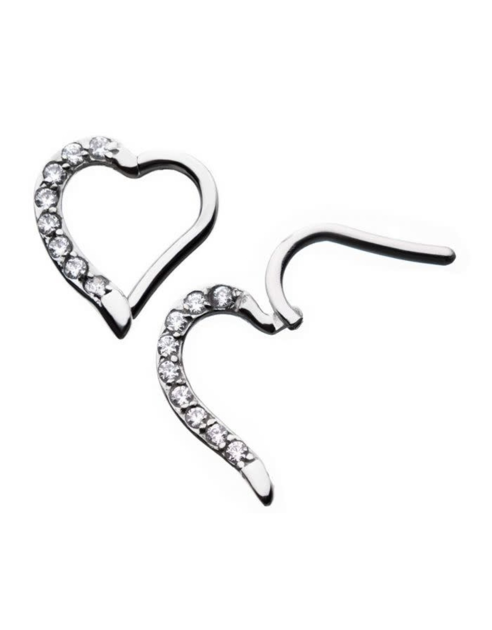 Stainless Coeur Daith clicker avec Diamant, 16ga