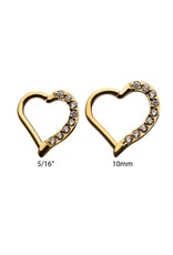 Stainless Coeur Daith clicker avec Diamant, 16ga