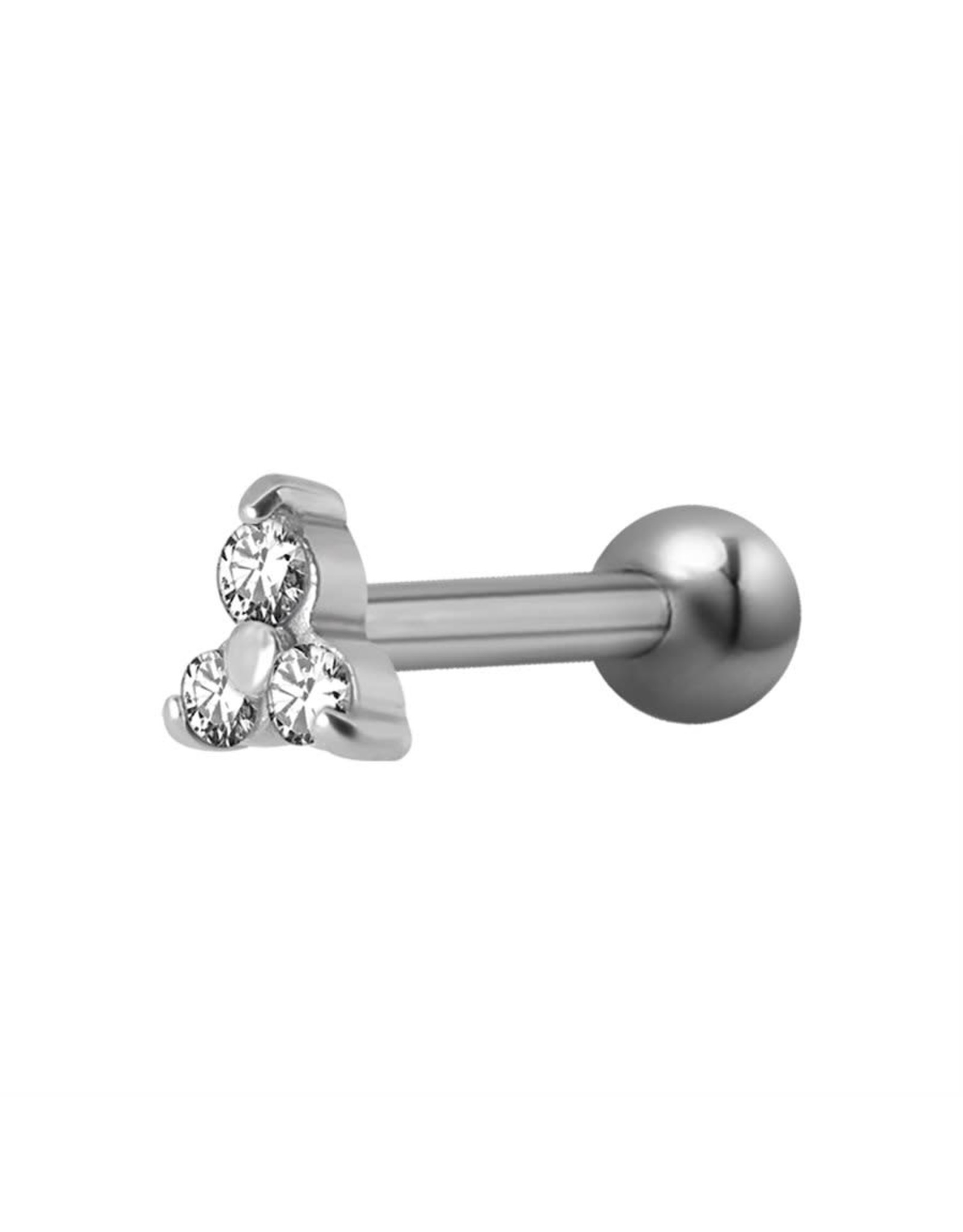 Stainless Bijou pour cartilage Trinity Threaded 16 ga