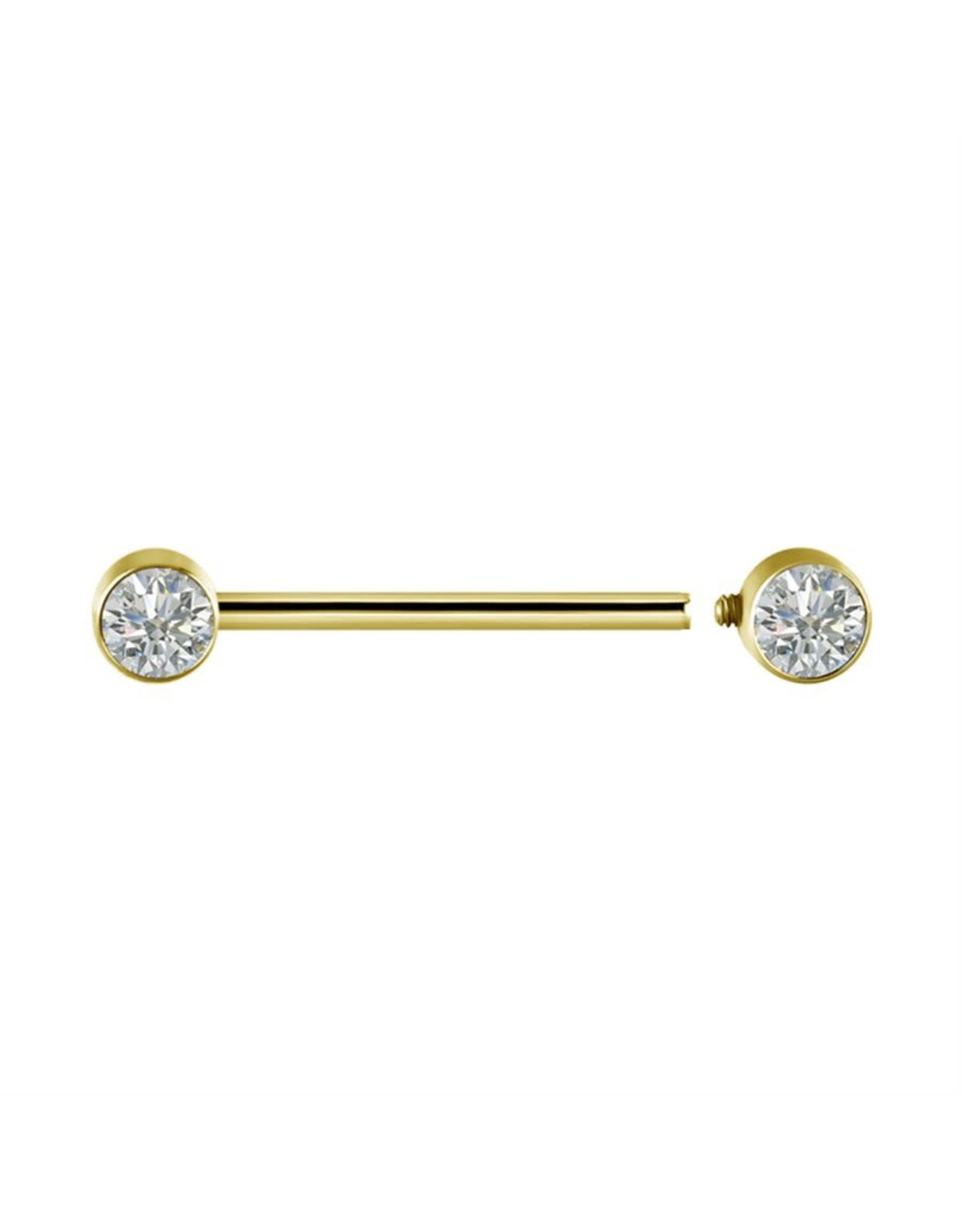 24k gold plated titanium internal nipple jewelled barbell