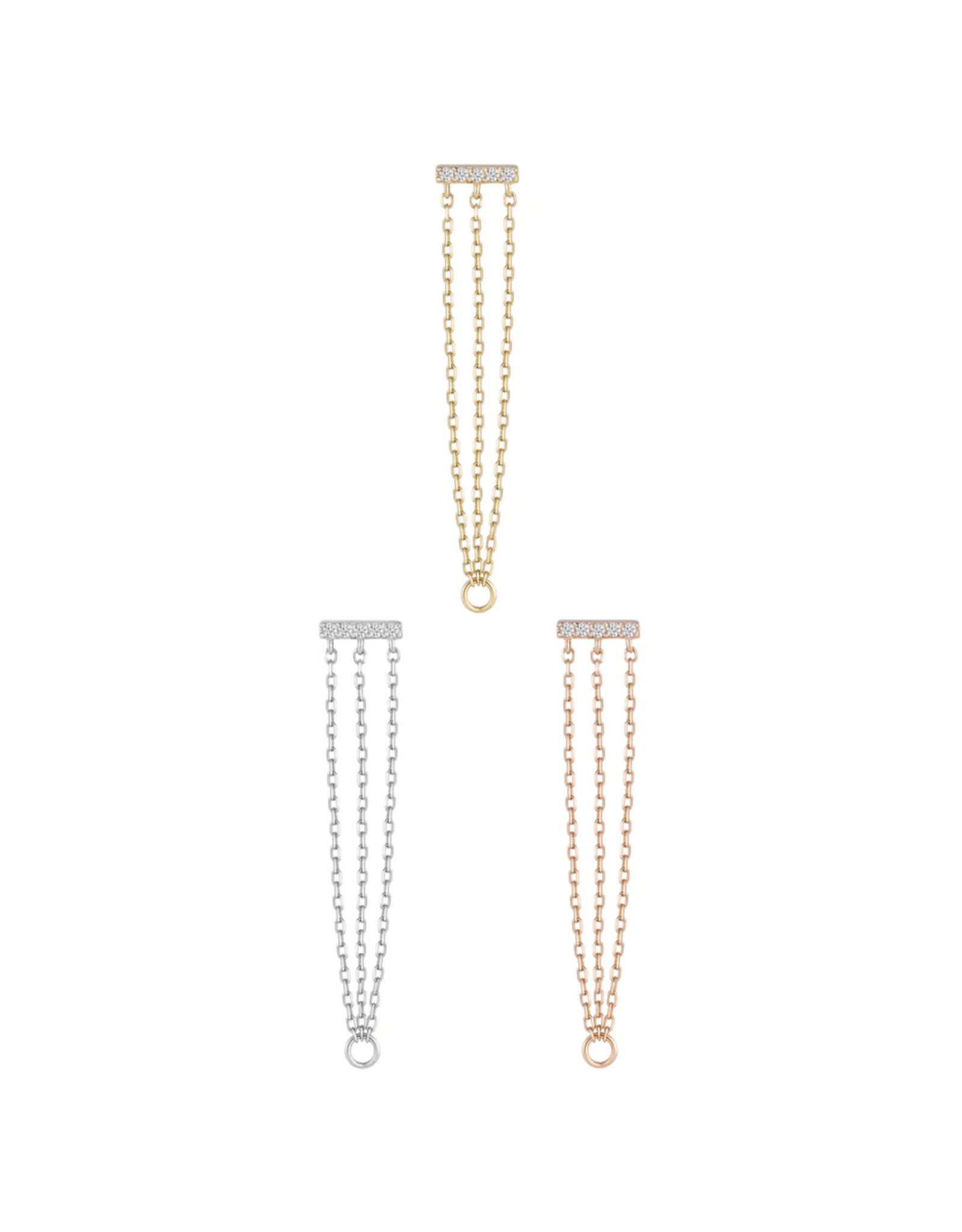 Or 14K Embout Threadless avec triple chaine 14K