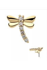 Or 14K Embout Libellule diamant Threadless 14K