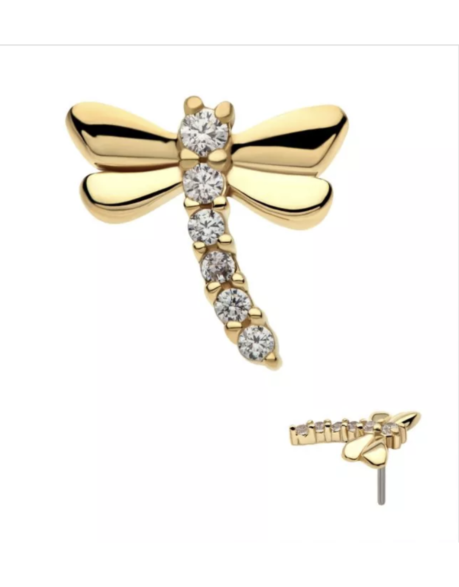 Or 14K Embout Libellule diamant Threadless 14K