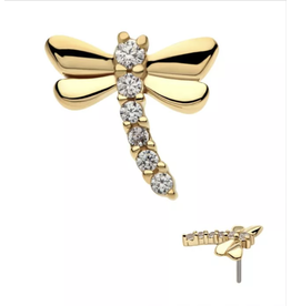 Or 14K Embout Libellule diamant Threadless 14K