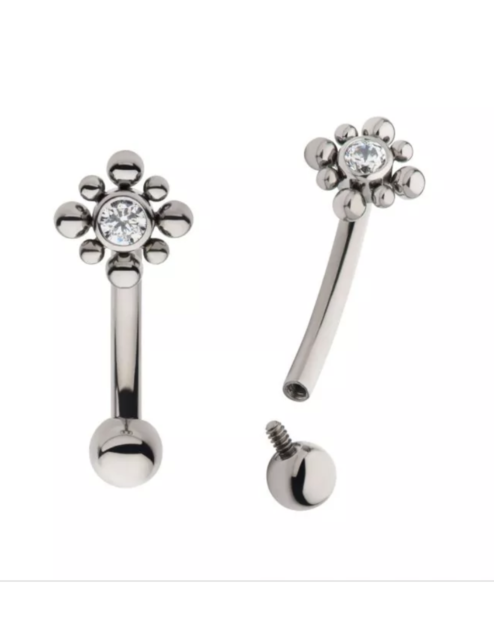 Barbell 16ga Diamant avec billes autour Titanium, Threaded