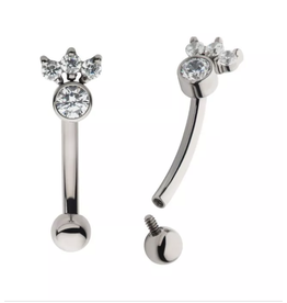 Barbell 16ga Diamant avec couronne diamant Titanium Threaded