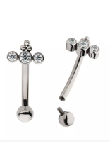 Barbell 16ga 3 diamants et 3 billes au dessus Titanium Threaded