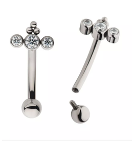 Barbell 16ga 3 diamants et 3 billes au dessus Titanium Threaded