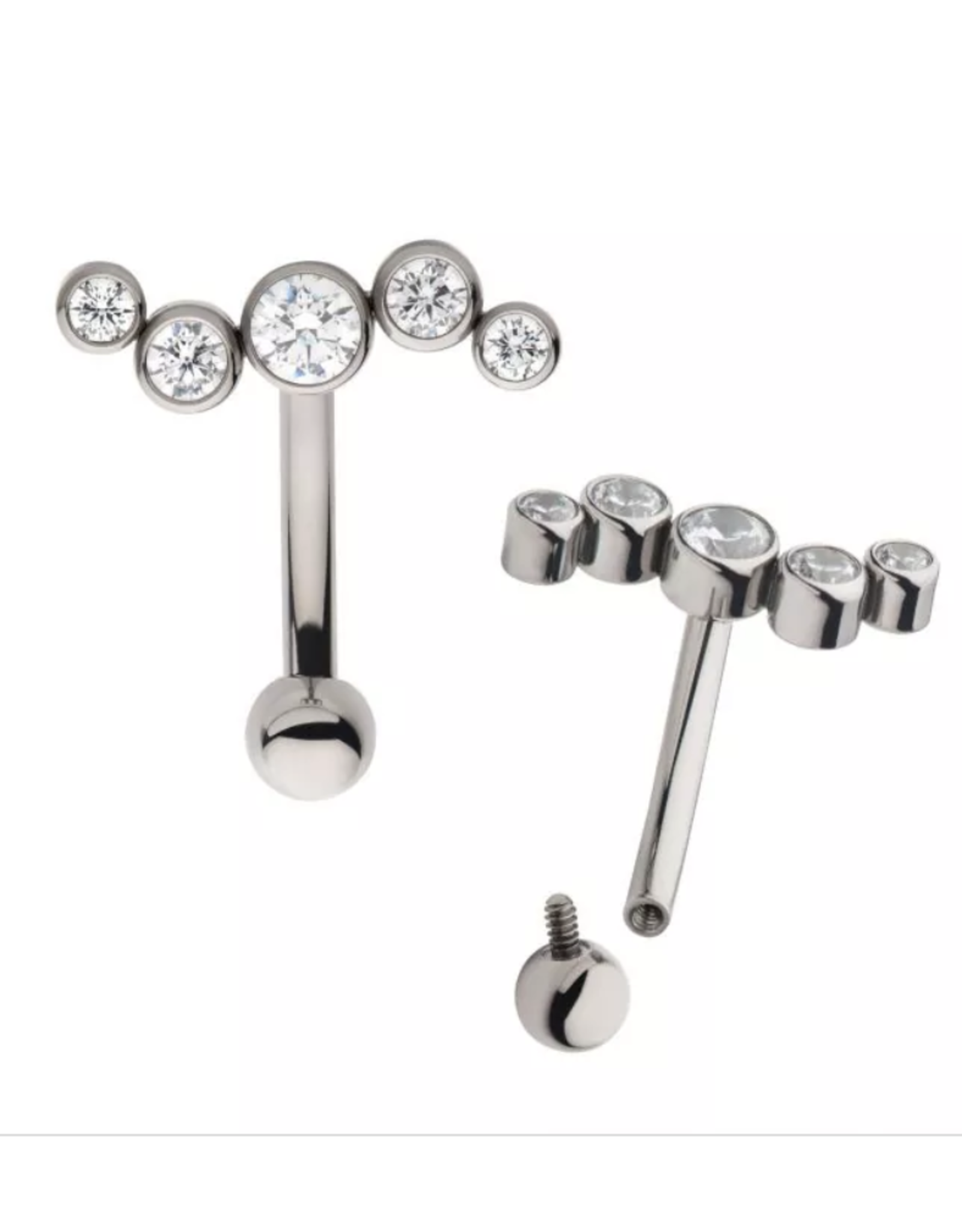 Barbell 16ga 5 diamants Titanium Threaded