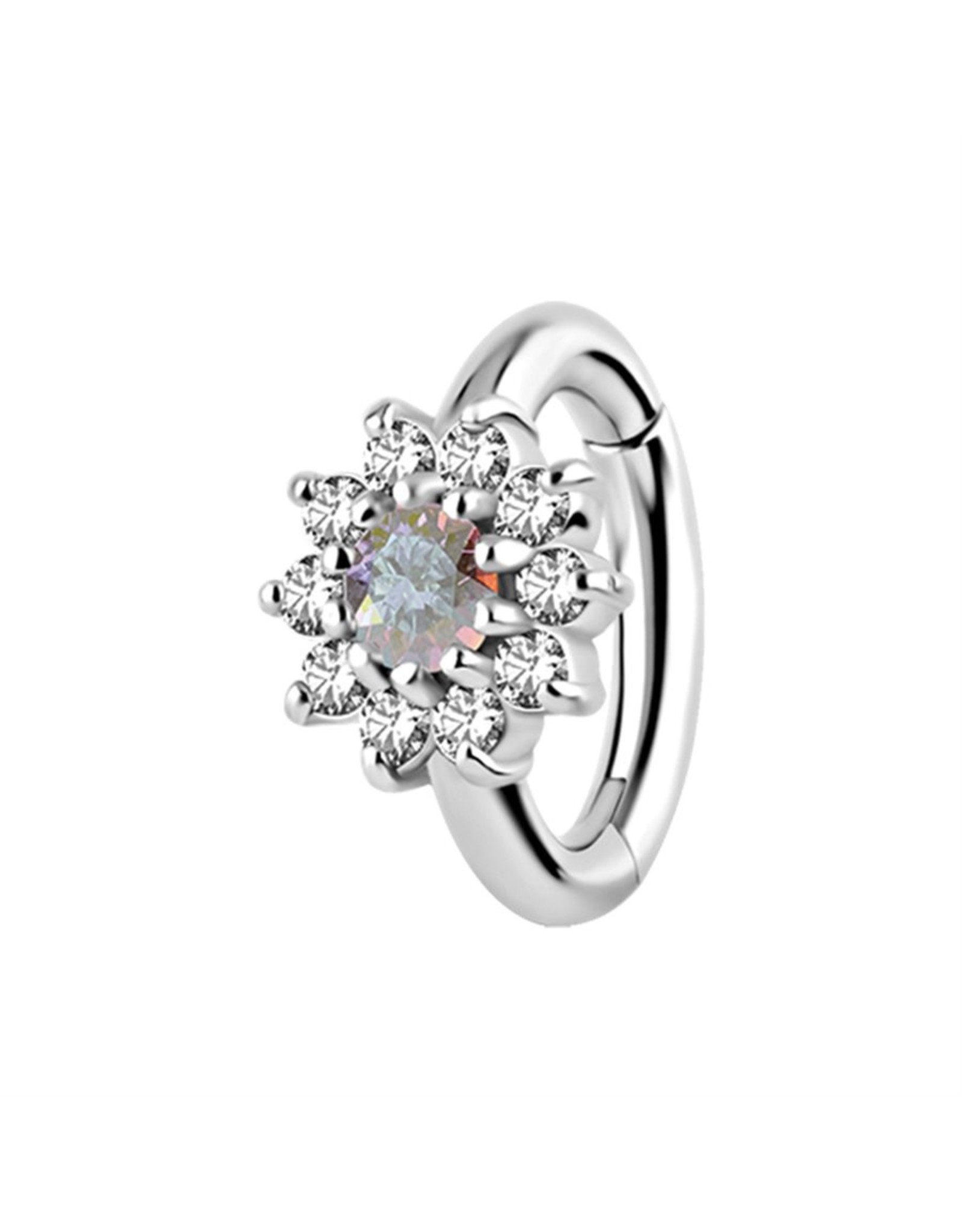 Stainless Clicker Nombril Fleur 14ga/8mm