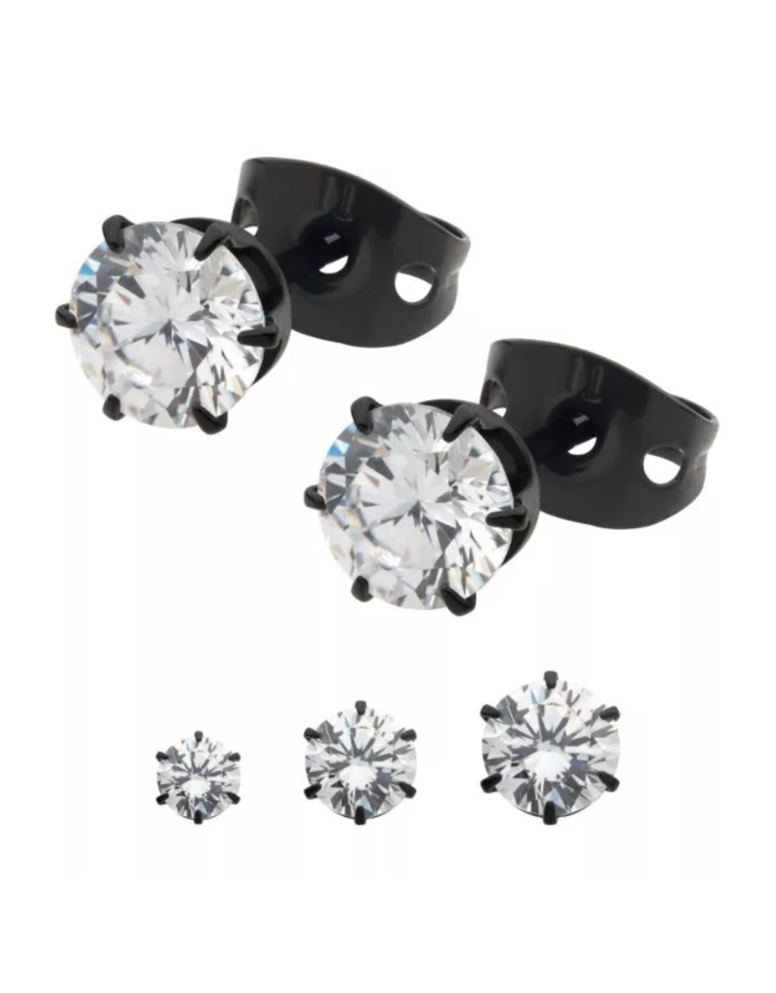 Boucle d'oreille Black Titanium CZ