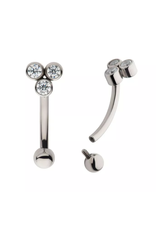 Barbell 3 diamants/16ga,8mm/Threaded/Titanium
