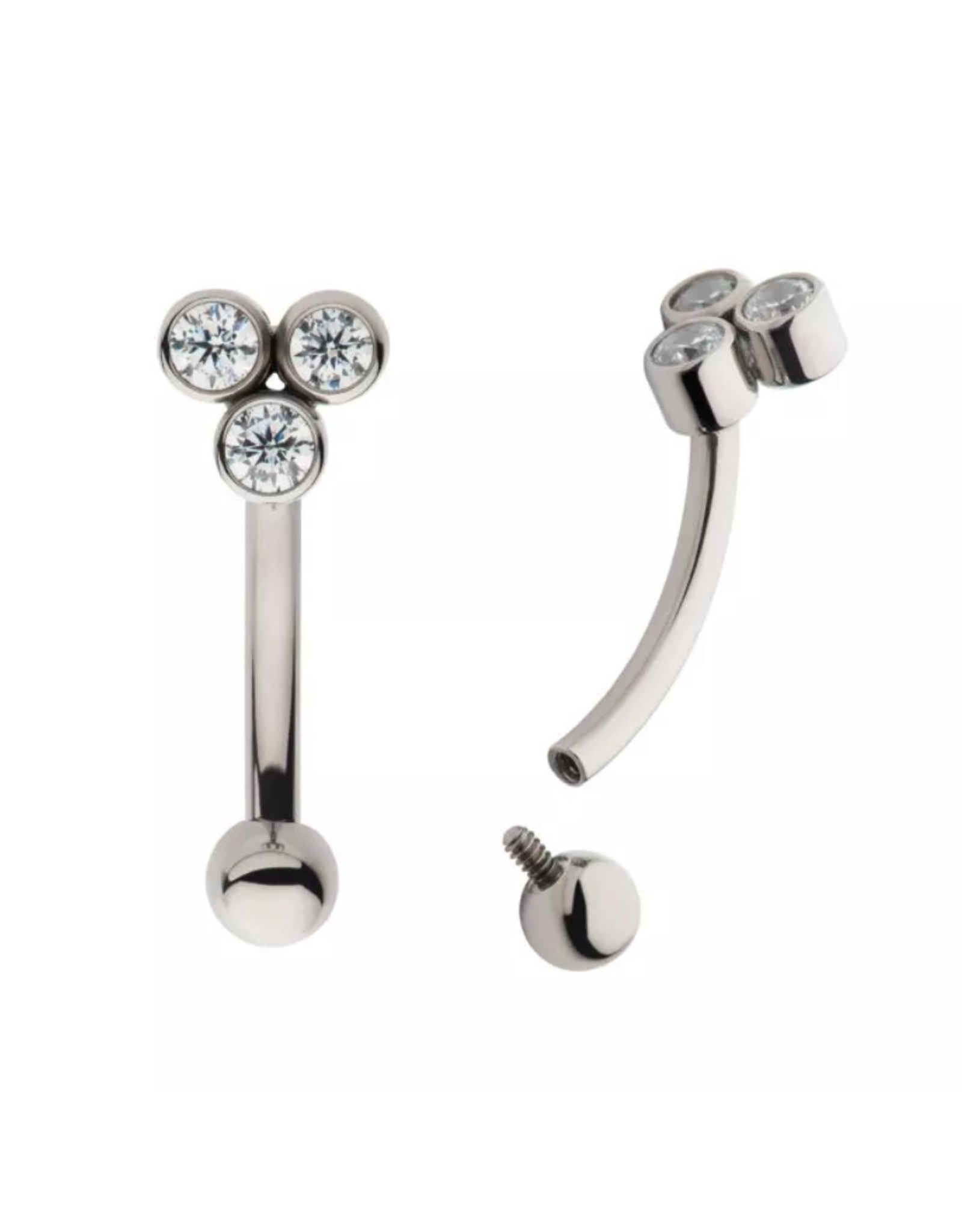 Barbell 3 diamants/16ga,8mm/Threaded/Titanium