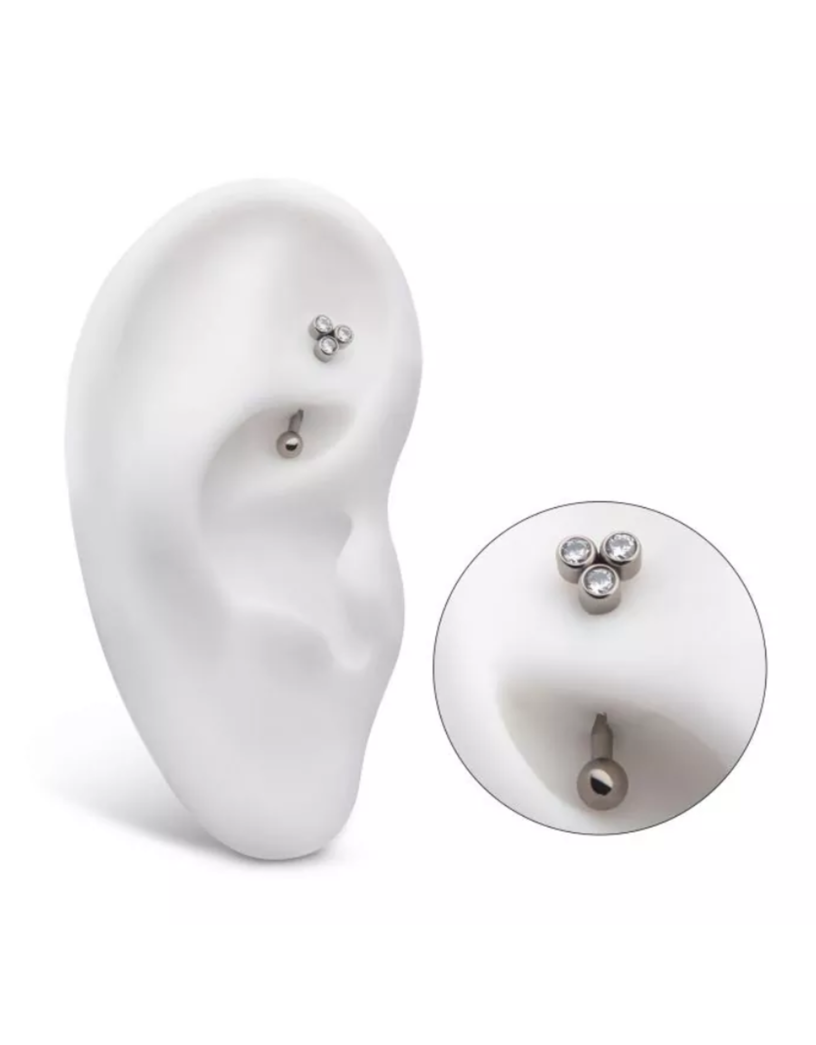 Barbell 3 diamants/16ga,8mm/Threaded/Titanium