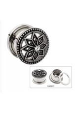 Stainless Plug Fleur avec Diamant au centre