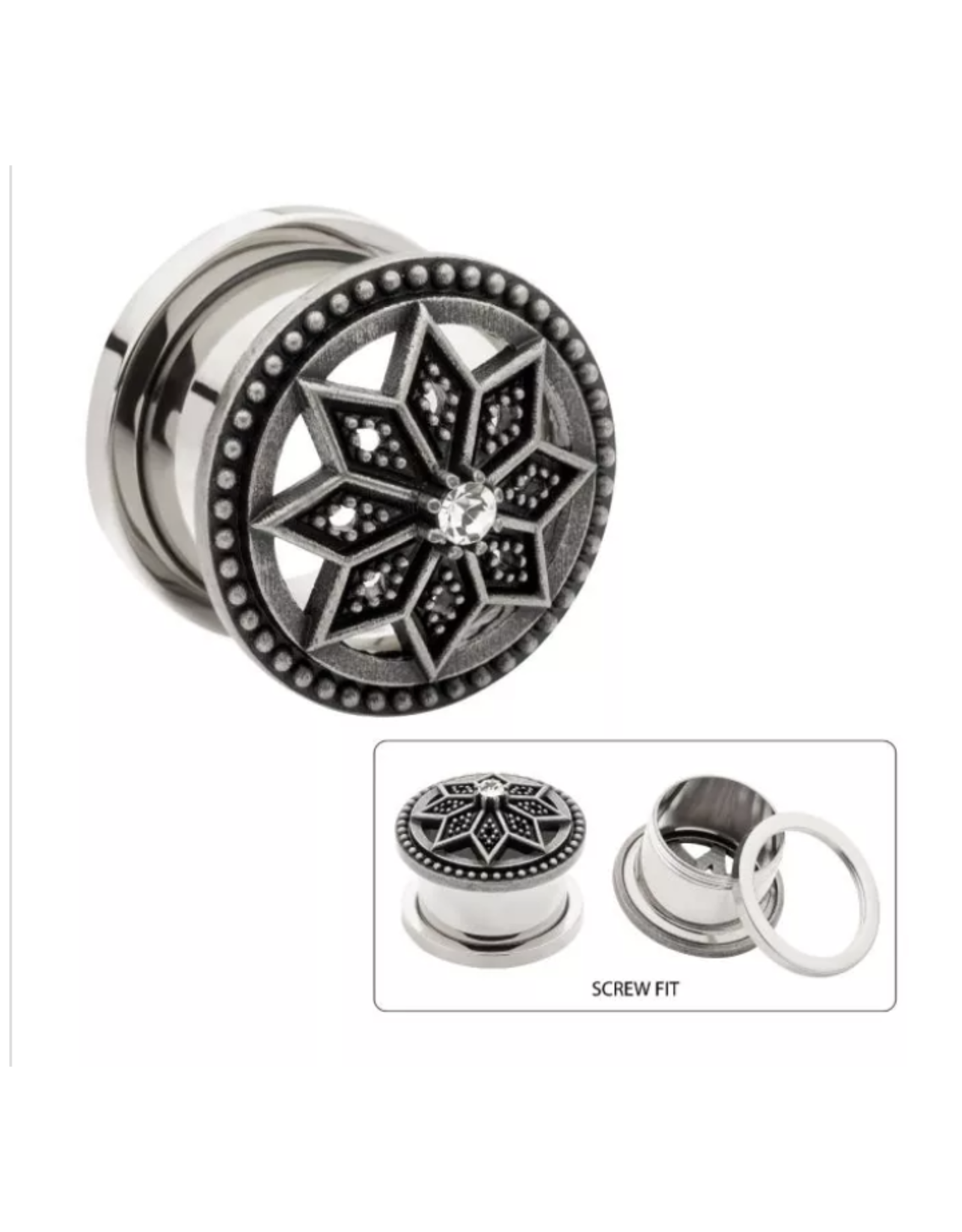 Stainless Plug Fleur avec Diamant au centre