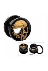Black Steel Plug Skull Head Black Pvd