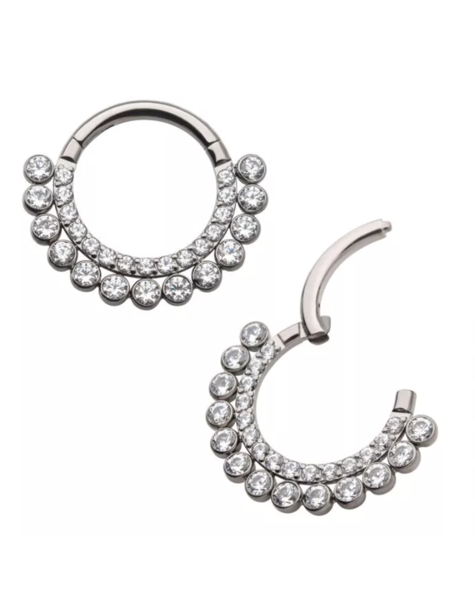 Clicker Titanium Double Ligne Diamant de face