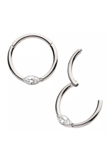 Anneau Clicker Titanium Cat Eye Diamant de face