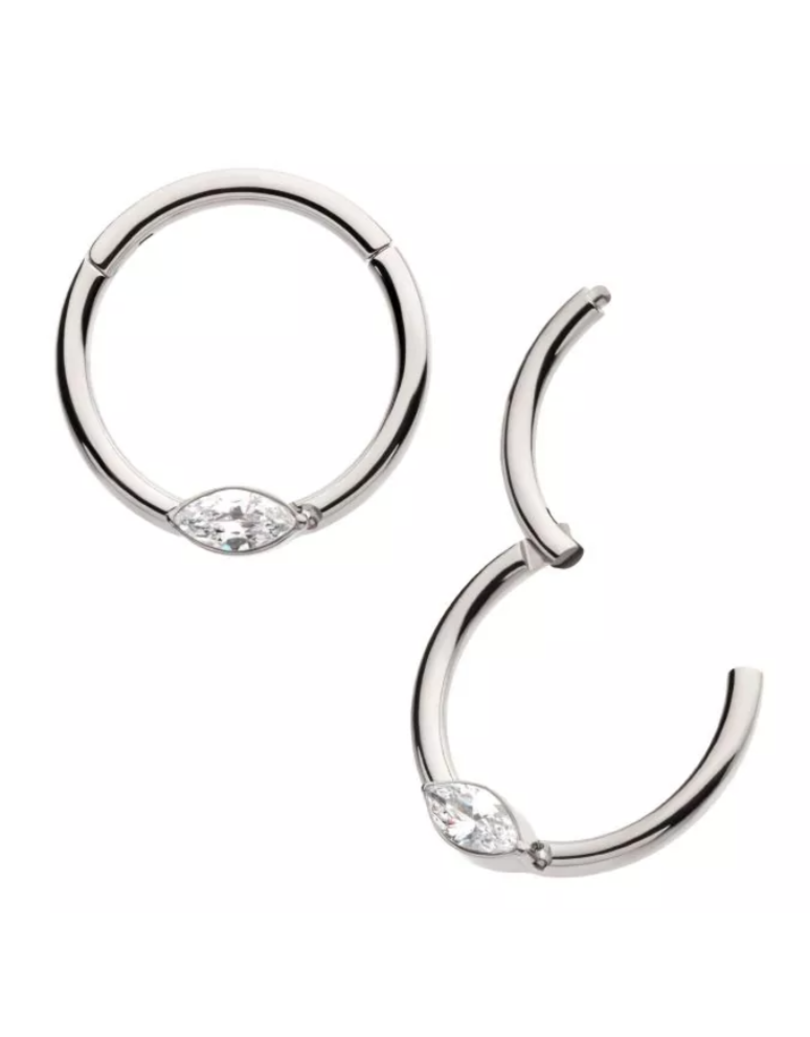 Anneau Clicker Titanium Cat Eye Diamant de face