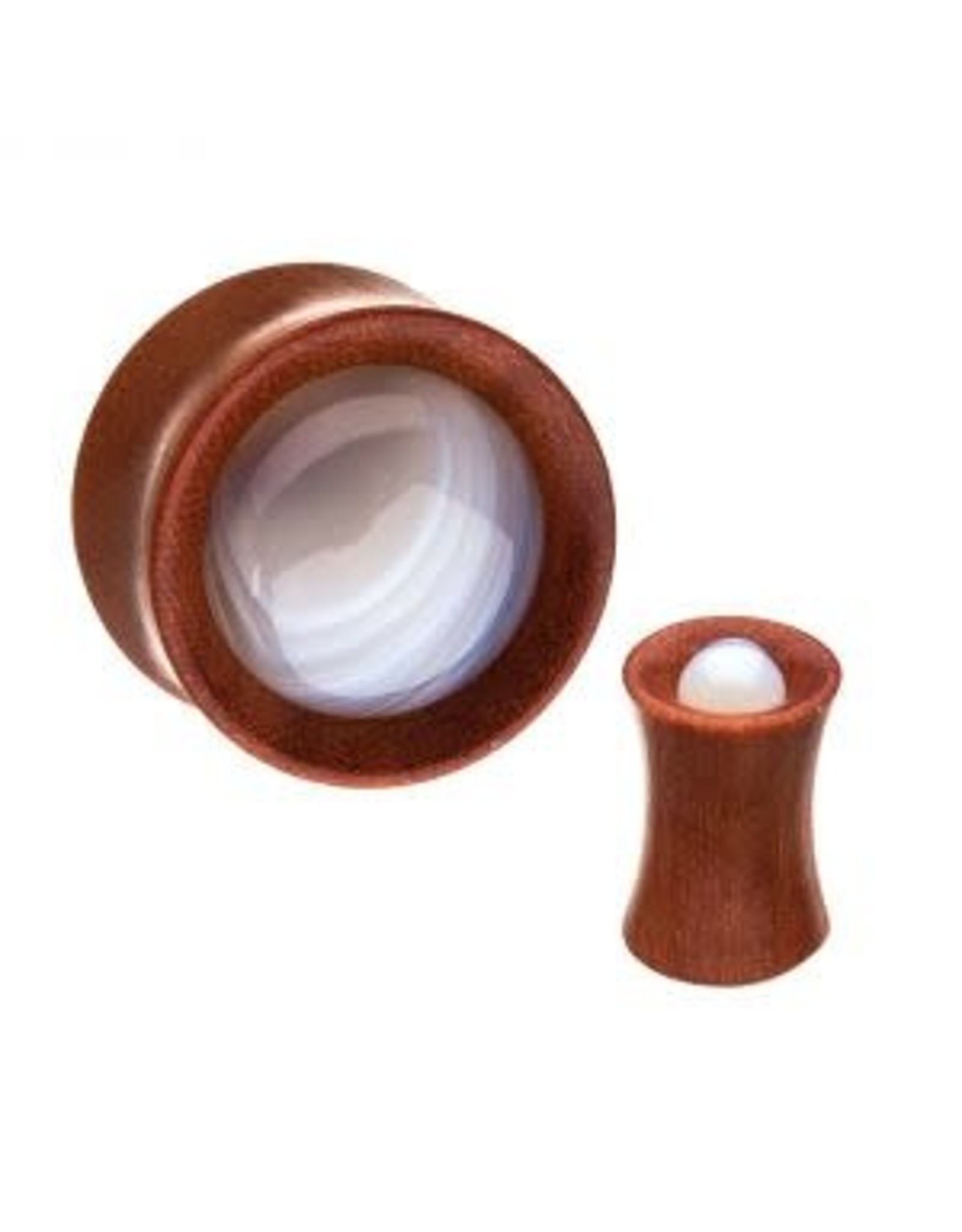 Wood Double Flared  White Agate Sawo Wood