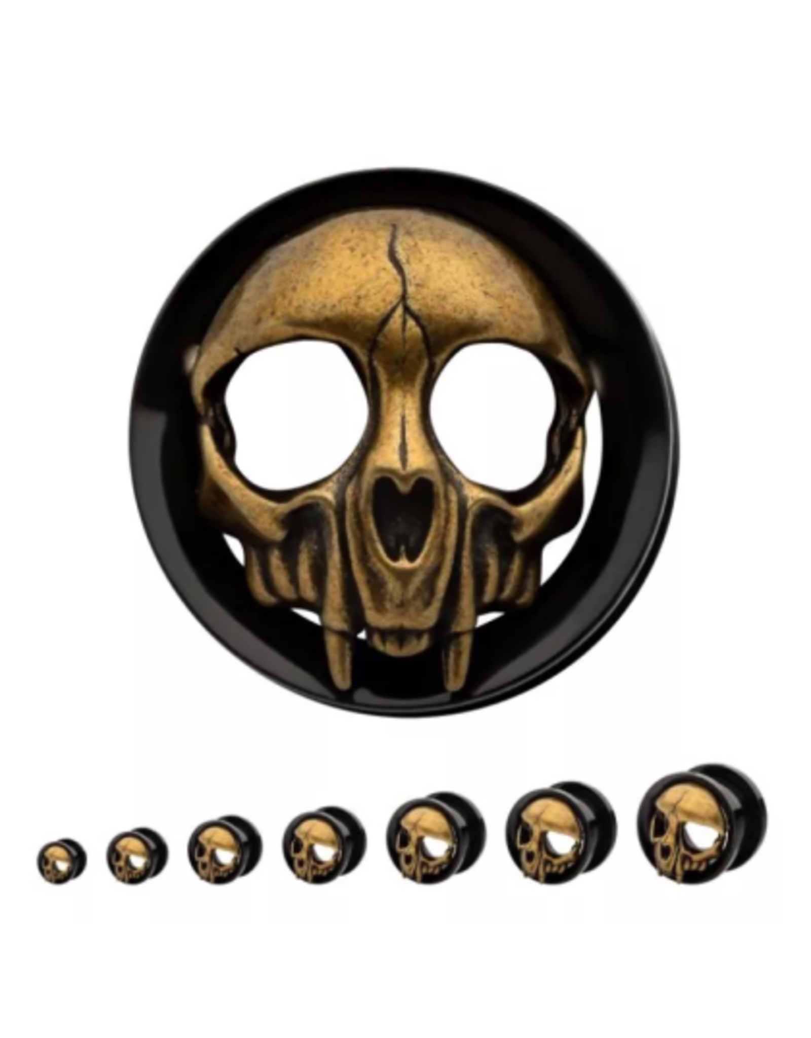 Black Steel Plug Skull Head Black Pvd