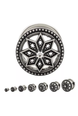 Stainless Plug Fleur avec Diamant au centre