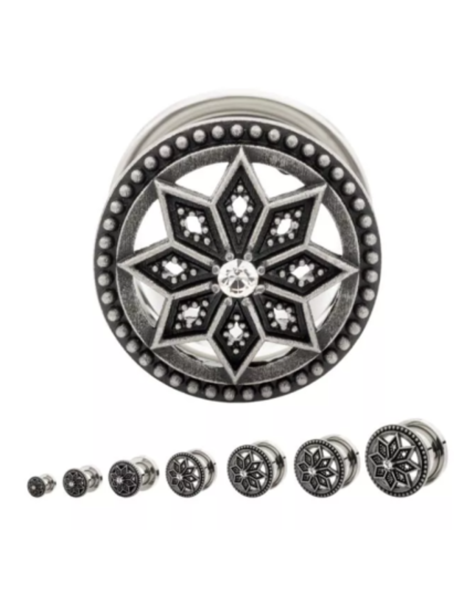 Stainless Plug Fleur avec Diamant au centre