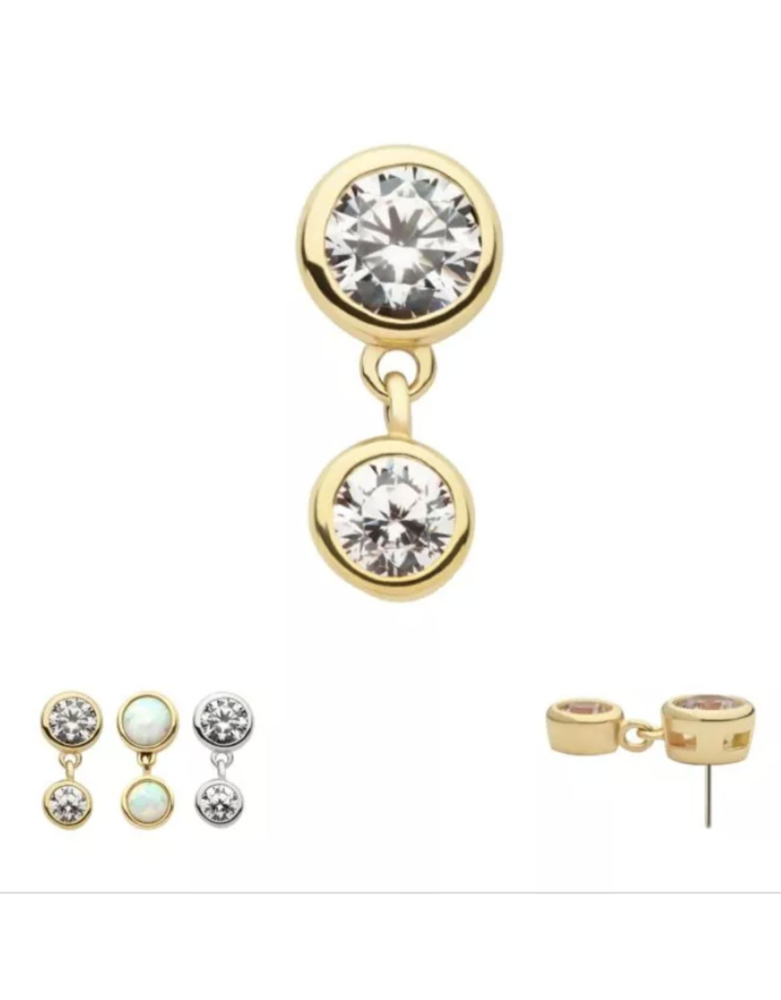 Or 14K Embout threadless Or 14K Double
