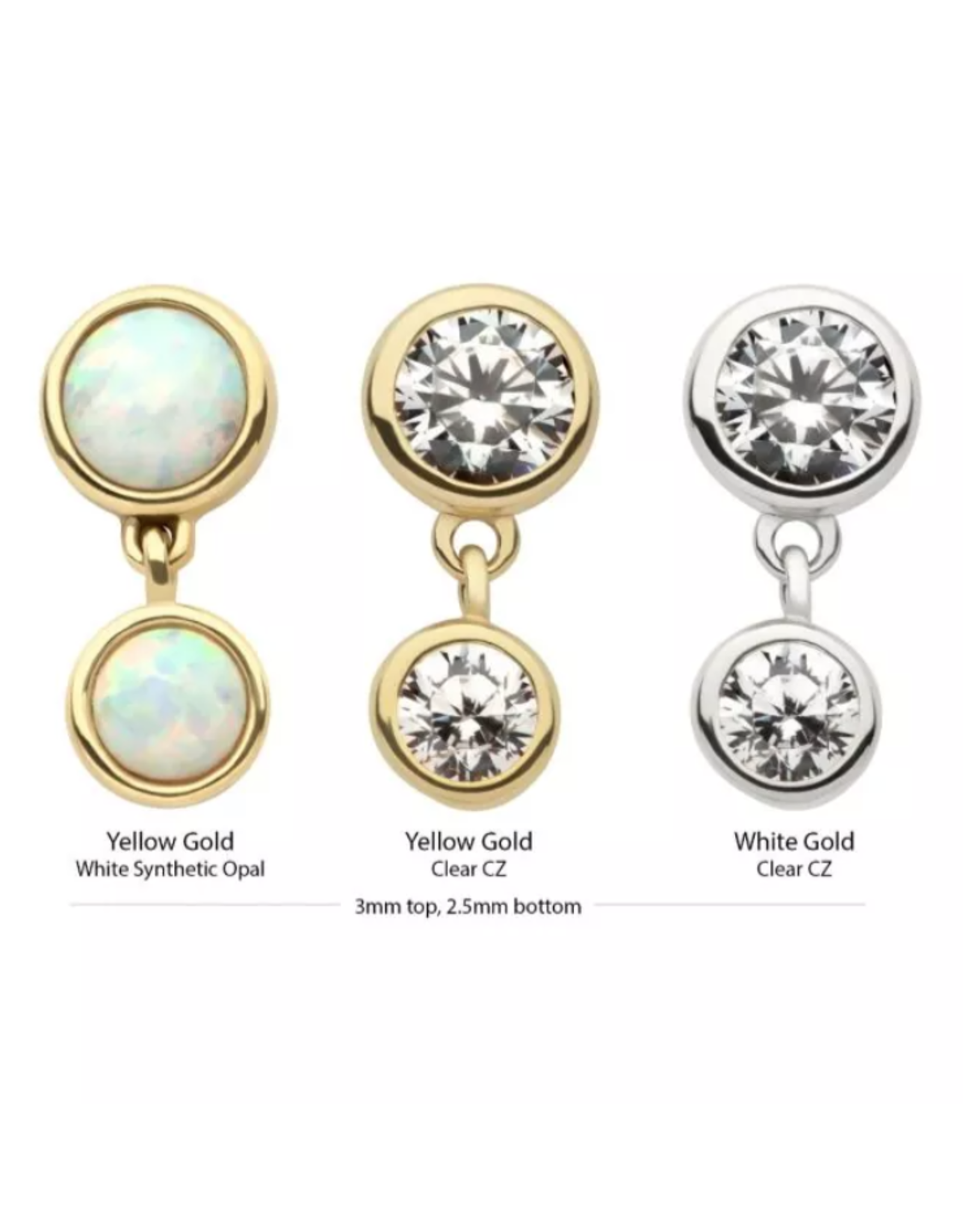 Or 14K Embout threadless Or 14K Double