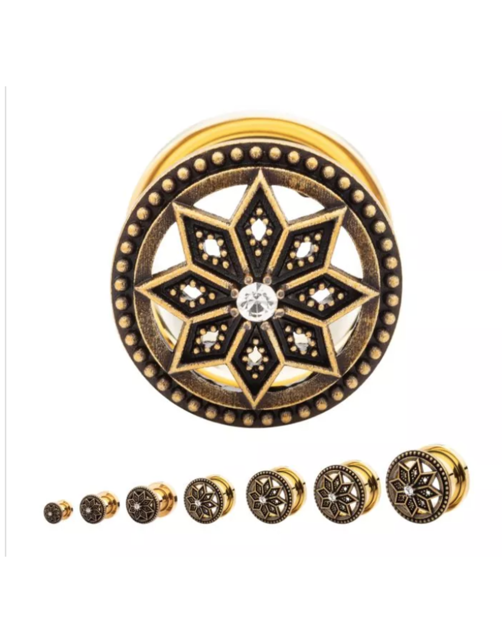 Stainless Plug Fleur avec Diamant au centre