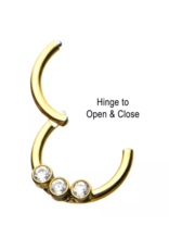 Stainless Anneau Clickers 3 pierres 8mm