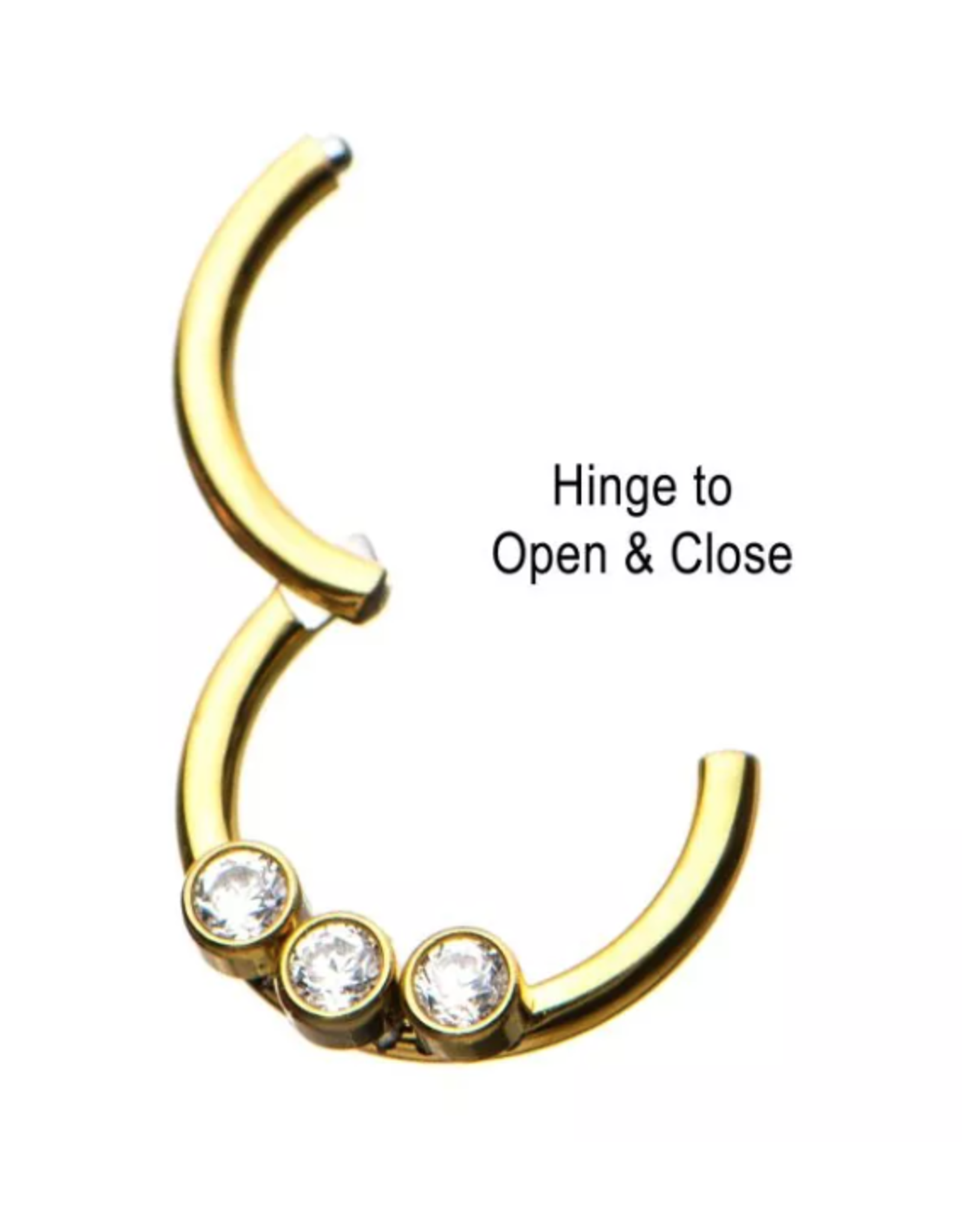 Stainless Anneau Clickers 3 pierres 8mm