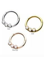 Stainless Anneau Clickers 3 pierres 8mm