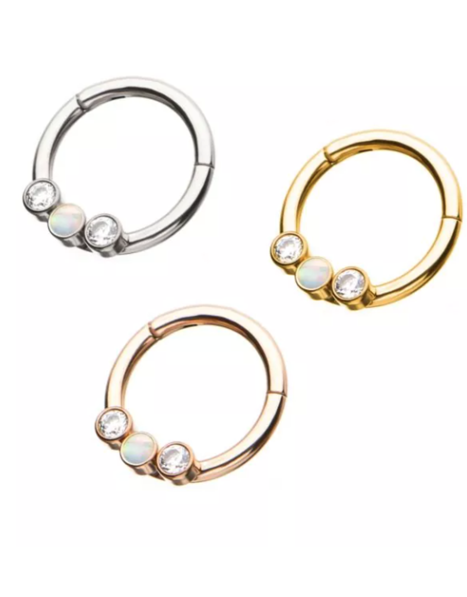 Stainless Anneau Clickers 3 pierres 8mm