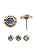 Gold Embout Threadless Bezel opal au centre