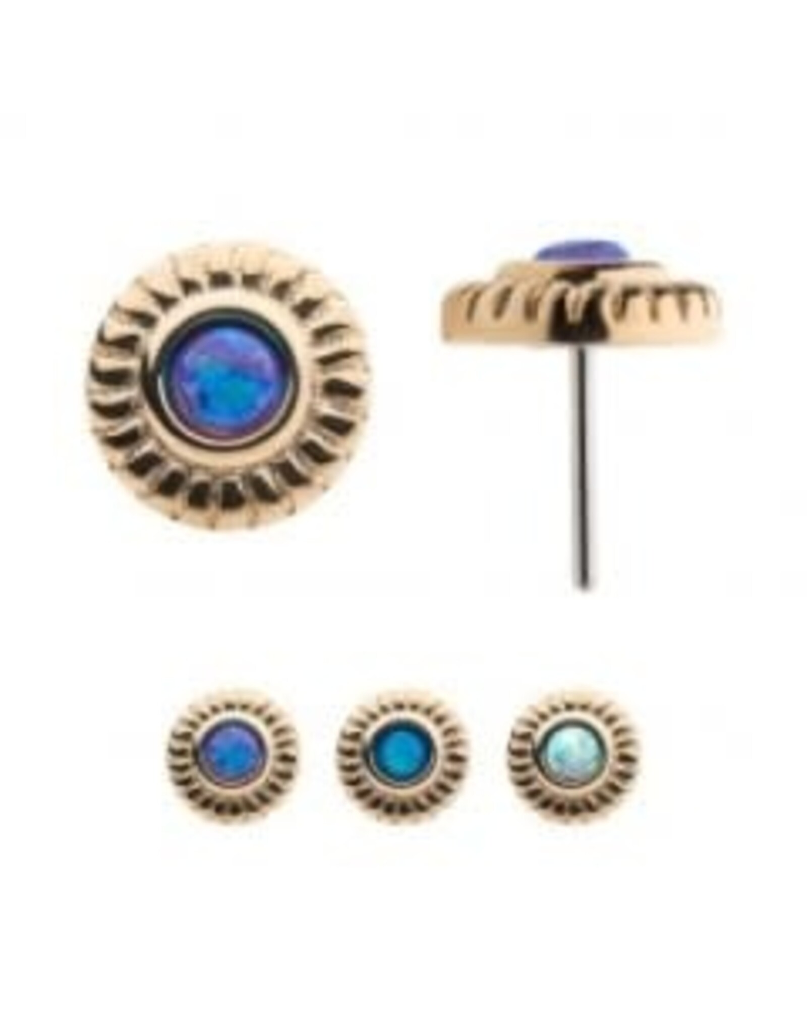 Gold Embout Threadless Bezel opal au centre