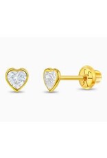 Or 14K Boucle d'oreille vissée Or 14K Coeur round